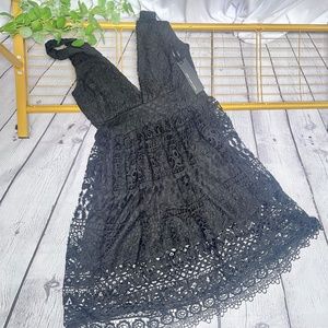 Lulu's Women's Lace Midi Cocktail Dress Black Size Medium NWT